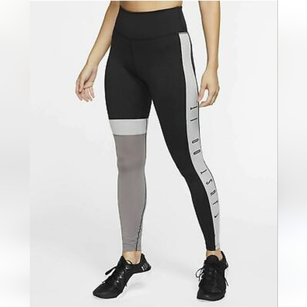 Nike Women's One Running Black Combo Gray Tights Small